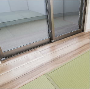 サッシ横を板張り畳に変更